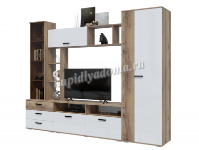 Гостиная Крокус (Дуб делано/Белый гладкий)