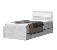 Кровать Лето 0.9 с ящиками с настилом (Цемент светлый/Белый)