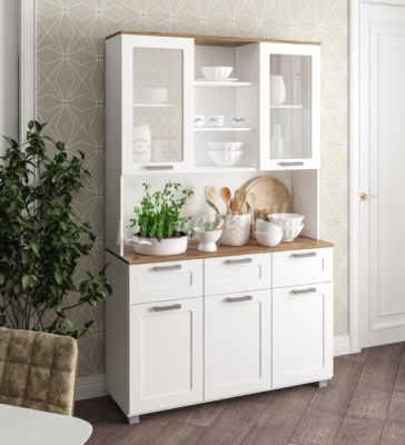 Буфет Катерини МДФ (Белый/Дуб вотан/Белое дерево)