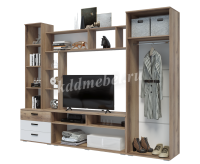 Гостиная Крокус (Дуб делано/Белый гладкий)