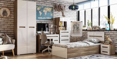 Комод Наоми многоцелевого назначения ТБ-18 (Дуб каньон/Белый глянец) 