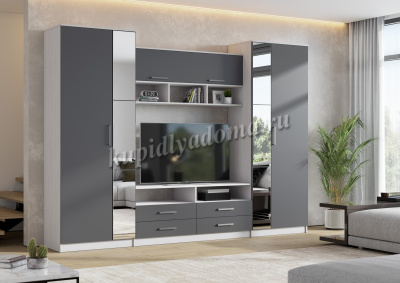 Гостиная Палермо-7 (Анкор белый/Графит)