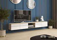 Тумба под ТВ Альба-2 (Дуб сонома/Белый глянец)