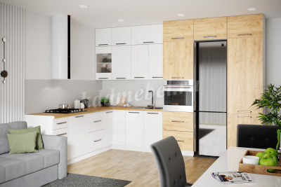 Пенал торцевой открытый ПТ235 кухня Тоскана (Белый/Дуб крафт золотой)