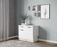 Стол-тумба письменный Лена СТЛ-1 (Белый/Белый глянец)