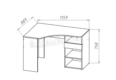 Стол письменный угловой Геометрия-10 (Белый/Делано светлый)