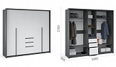 Шкаф 5-ти дверный Мишель с порталом (Антрацит/Белый жемчуг)