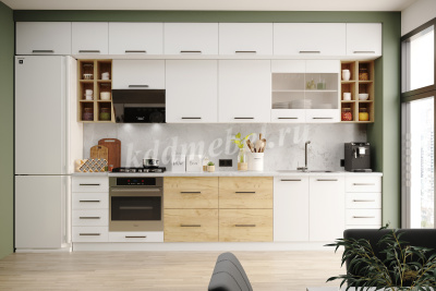 Пенал торцевой открытый ПТ235 кухня Тоскана (Белый/Дуб крафт золотой)