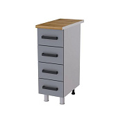 Шкаф нижний с 4 ящиками 3Р4 кухня Тоскана без столешницы (Белый/Дуб крафт золотой) 