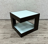 Стол журнальный Георгин-02 с фотопечатью 2 стекла (Венге/Белый) РАСПРОДАЖА